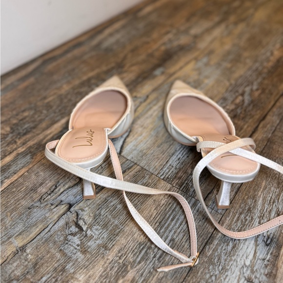 Margot White Satin Pointed-Toe Ankle Wrap High Heels - Picture 7 of 8